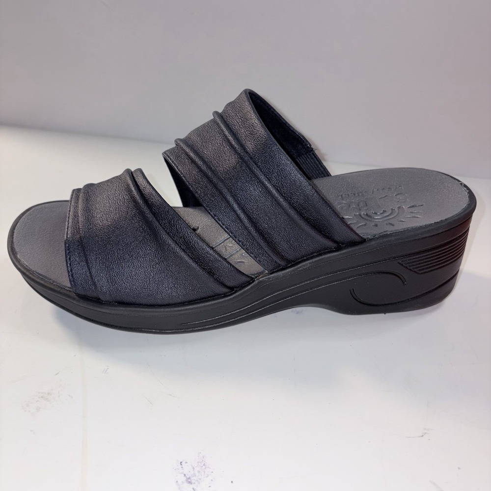 Easy Street Navy Blue Seeker Slip On Wedge Sandals Shoes Women 8.5N Lite‎ Weight